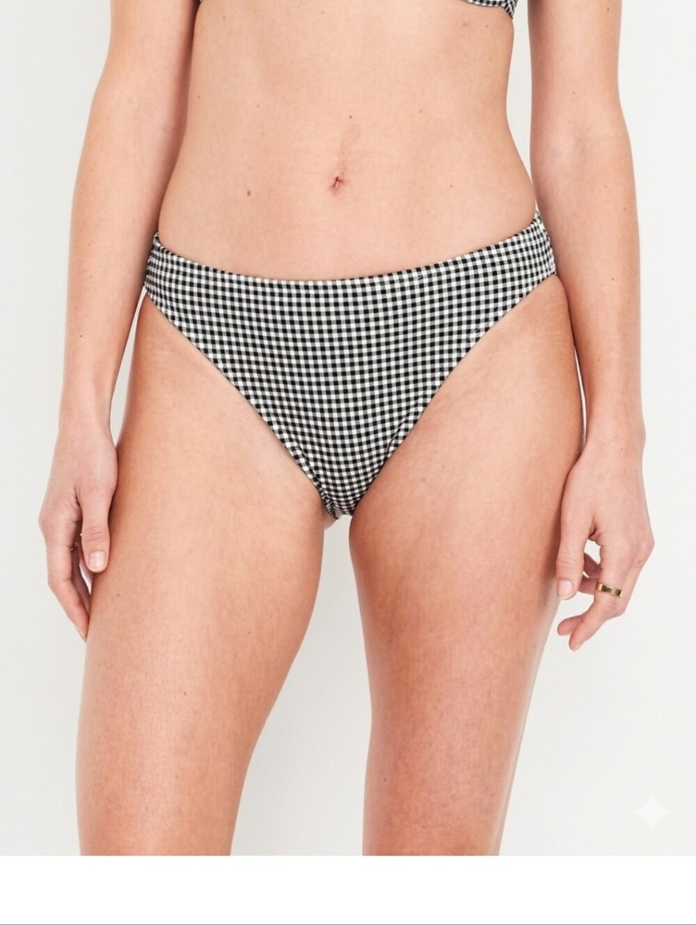 Old Navy Gingham Bikini Bottom XXL Plus Size Black Stretch Womens Mid Rise Swim